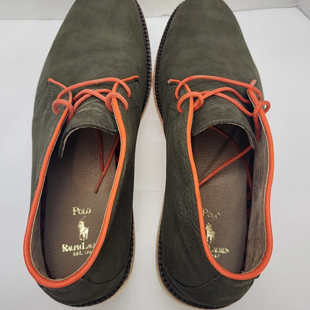 Polo Ralph Lauren Whiston Chukka Boots 10.5 Army Green Suede Welt Non Slip